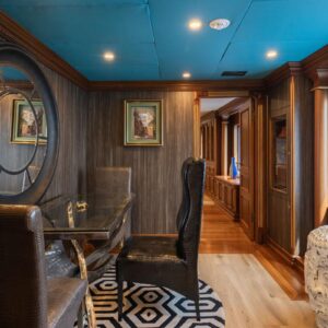 Owner's office aboard IRAMA, a 137 foot Concept Marine yacht for charter in the Mediterranean.