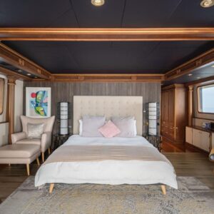 Guest stateroom of IRAMA, a 137 foot Concept Marine yacht for charter in the Mediterranean.