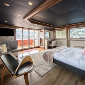 Guest stateroom of IRAMA, a 137 foot Concept Marine yacht for charter in the Mediterranean.
