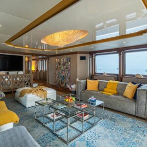 Main salon of IRAMA, a 137 foot Concept Marine yacht for charter in the Mediterranean.