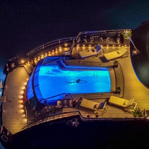 Infinity pool of OKTO, a 218 foot ISA yacht for charter in the Mediterranean.