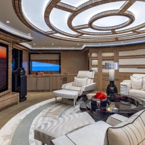 Skylounge of OKTO, a 218 foot ISA yacht for charter in the Mediterranean.