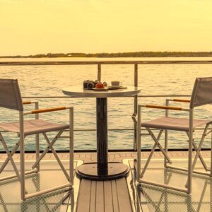 Balcony of OKTO, a 218 foot ISA yacht for charter in the Mediterranean.