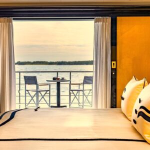 Balcony of OKTO, a 218 foot ISA yacht for charter in the Mediterranean.