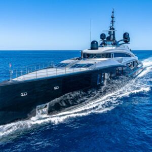 Profile of OKTO, a 218 foot ISA yacht for charter in the Mediterranean.