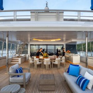 Gym aboard TOP FIVE II, a 200-foot Royal Hakvoort yacht for charter in The Bahamas and Caribbean.