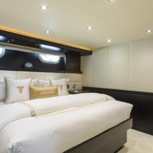 Guest stateroom of TANZANITE, a 145 foot Westship yacht for charter.