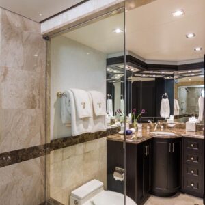 Guest ensuite of TANZANITE, a 145 foot Westship yacht for charter.