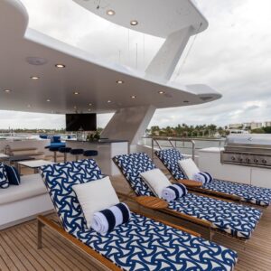 Sundeck of TANZANITE, a 145 foot Westship yacht for charter.