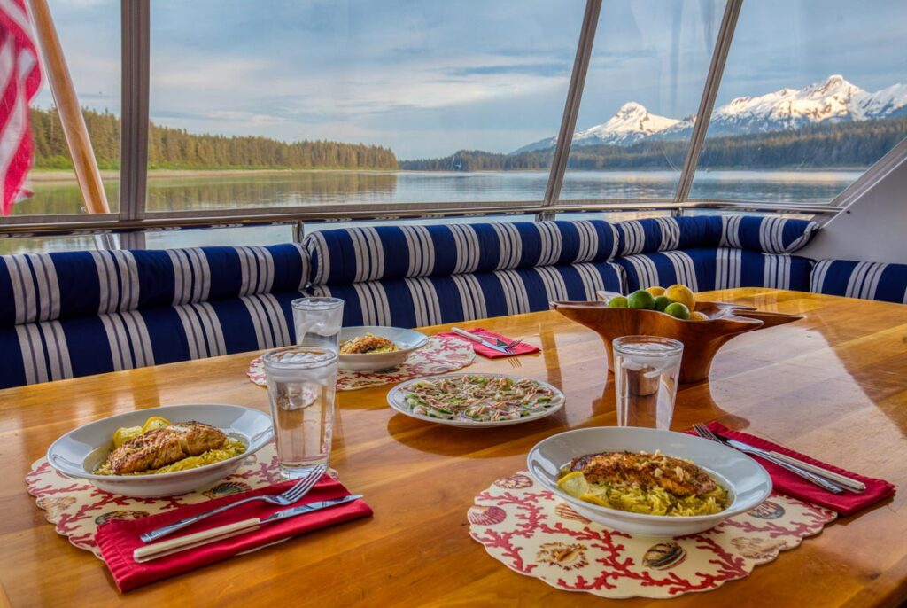 MY LADY ALASKA - Aft deck of LADY ALASKA, a 97 foot Broward yacht for charter in Alaska.