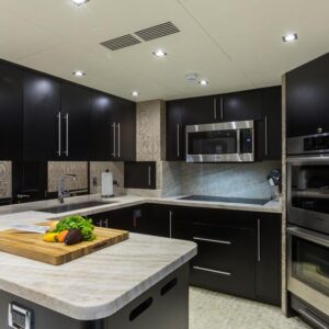 Galley of TANZANITE, a 145 foot Westship yacht for charter.