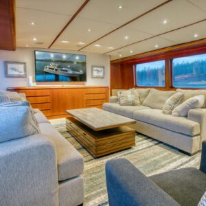 MY LADY ALASKA - Main salon of LADY ALASKA, a 97 foot Broward yacht for charter in Alaska.