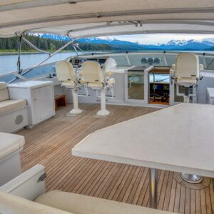 MY LADY ALASKA - Flybridge of LADY ALASKA, a 97 foot Broward yacht for charter in Alaska.