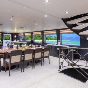 Main salon of TANZANITE, a 145 foot Westship yacht for charter.