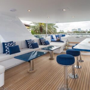 Sundeck of TANZANITE, a 145 foot Westship yacht for charter.