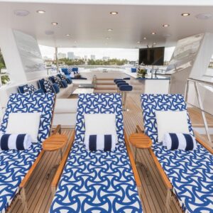 Sundeck of TANZANITE, a 145 foot Westship yacht for charter.