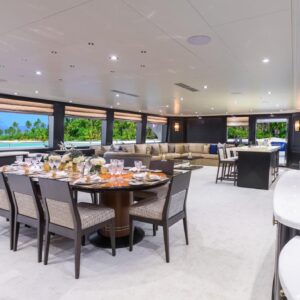 Skylounge of TANZANITE, a 145 foot Westship yacht for charter.