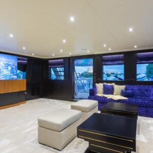 Skylounge of TANZANITE, a 145 foot Westship yacht for charter.