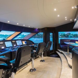 Pilothouse of TANZANITE, a 145 foot Westship yacht for charter.