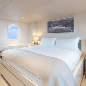 VIP stateroom of CHANSON, a 120 foot Christensen yacht for charter in The Bahamas.
