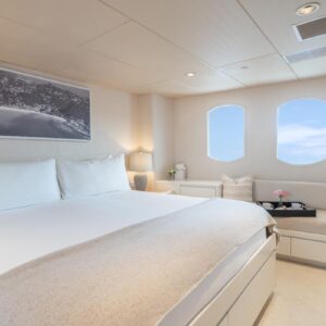 VIP stateroom of CHANSON, a 120 foot Christensen yacht for charter in The Bahamas.