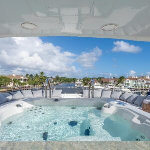 Jacuzzi of CHANSON, a 120 foot Christensen yacht for charter in The Bahamas.