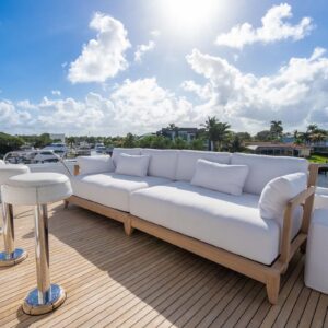 Sundeck of CHANSON, a 120 foot Christensen yacht for charter in The Bahamas.