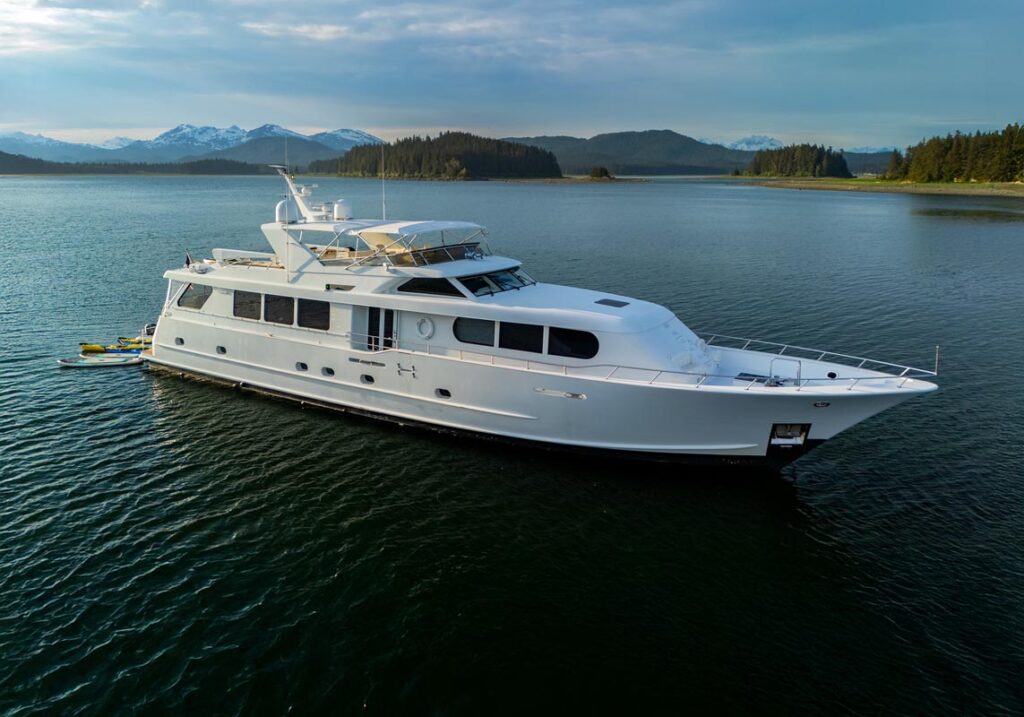 MY LADY ALASKA - Profile of LADY ALASKA, a 97 foot Broward yacht for charter in Alaska.
