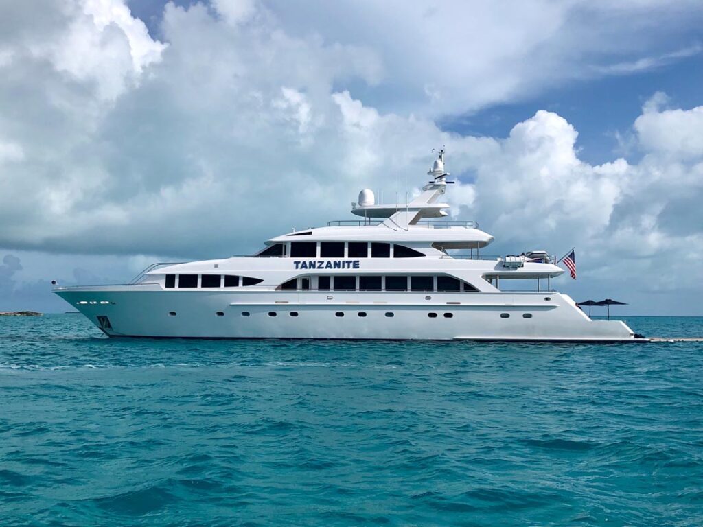 Profile of TANZANITE, a 145 foot Westship yacht for charter.