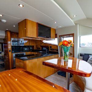 Galley of INDY, an 85 foot Hatteras yacht for charter in New England.