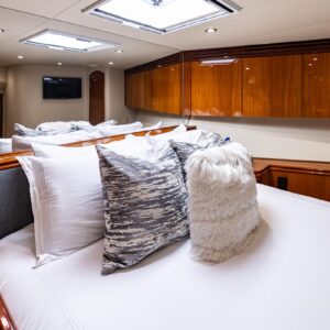 VIP stateroom of INDY, an 85 foot Hatteras yacht for charter in New England.