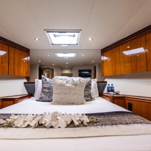 VIP stateroom of INDY, an 85 foot Hatteras yacht for charter in New England.