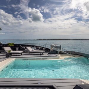 Infinity pool of OKTO, a 218 foot ISA yacht for charter in the Mediterranean.