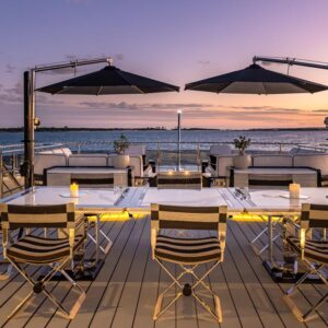 Sundeck of OKTO, a 218 foot ISA yacht for charter in the Mediterranean.