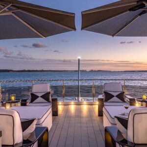 Sundeck of OKTO, a 218 foot ISA yacht for charter in the Mediterranean.