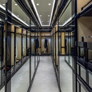 Owner's closet of OKTO, a 218 foot ISA yacht for charter in the Mediterranean.