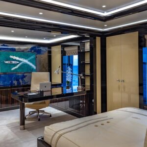 VIP stateroom of OKTO, a 218 foot ISA yacht for charter in the Mediterranean.