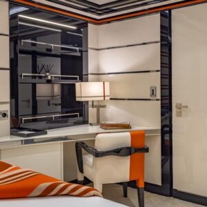 Guest stateroom of OKTO, a 218 foot ISA yacht for charter in the Mediterranean.