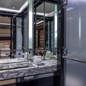 Guest ensuite of OKTO, a 218 foot ISA yacht for charter in the Mediterranean.