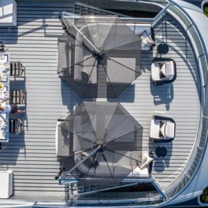 Sundeck of OKTO, a 218 foot ISA yacht for charter in the Mediterranean.