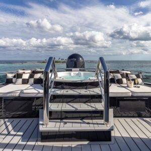 Jacuzzi of OKTO, a 218 foot ISA yacht for charter in the Mediterranean.