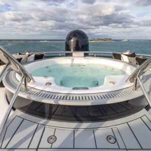 Jacuzzi of OKTO, a 218 foot ISA yacht for charter in the Mediterranean.