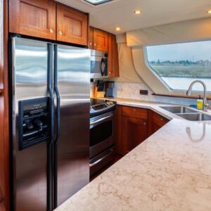 Galley of CHECKED OUT, a 65' Pacific Mariner yacht for charter in the Pacific Northwest.