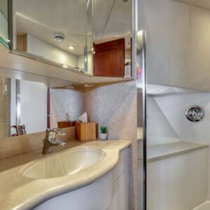 VIP stateroom ensuite of CHECKED OUT, a 65' Pacific Mariner yacht for charter in the Pacific Northwest.