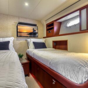Guest stateroom of CHECKED OUT, a 65' Pacific Mariner yacht for charter in the Pacific Northwest.