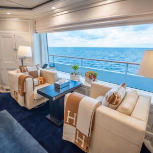 Lounge aboard JUBILEE, a 151 foot Pendennis yacht for charter in the Mediterranean.