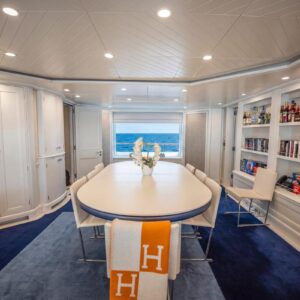 Lounge of JUBILEE, a 151 foot Pendennis yacht for charter in the Mediterranean.