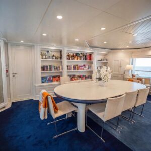 Lounge of JUBILEE, a 151 foot Pendennis yacht for charter in the Mediterranean.