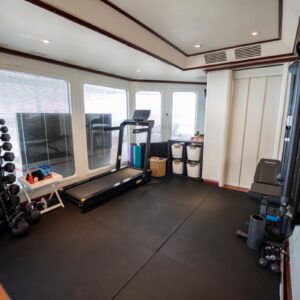 Gym of JUBILEE, a 151 foot Pendennis yacht for charter in the Mediterranean.