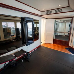 Gym of JUBILEE, a 151 foot Pendennis yacht for charter in the Mediterranean.